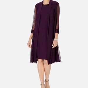 R & M RICHARDS Embellished Dress & Duster Jacket. NWT. Size 12. Color Plum.